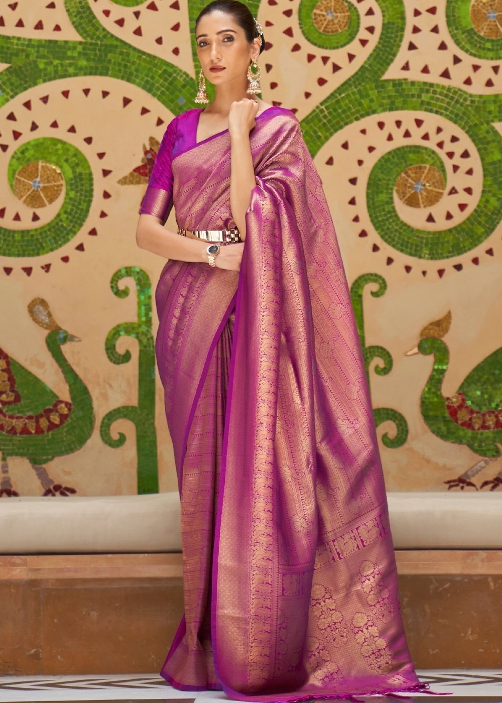 Lollipop Purple Zari Woven Kanjivaram Silk Saree - Colorful Saree