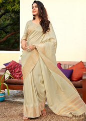 Greenish Brown Zari Woven Tissue Silk Saree - Colorful Saree