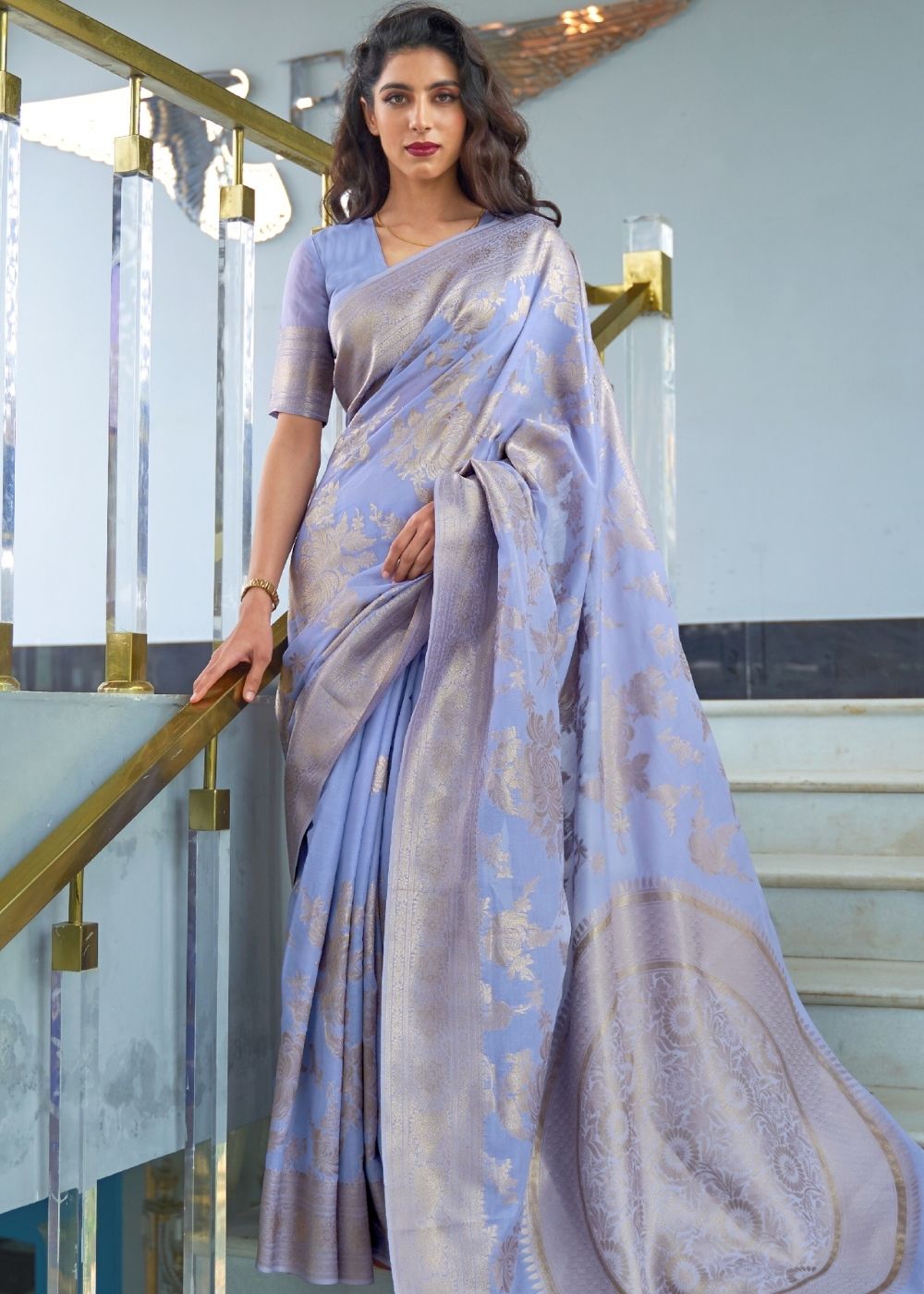 Heather Purple Zari Woven Designer Silk Saree - Colorful Saree