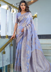 Heather Purple Zari Woven Designer Silk Saree - Colorful Saree