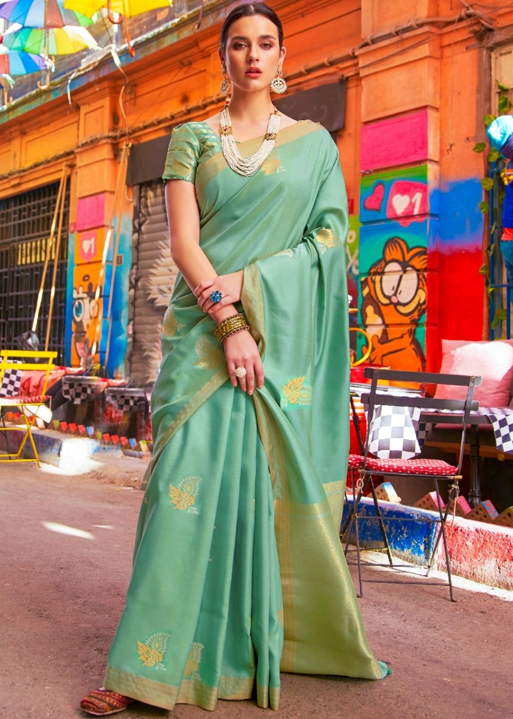 Fern Green Designer Wear Woven Banarasi Silk Saree - Colorful Saree