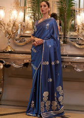 Midnight Blue Designer Satin Silk Saree - Colorful Saree