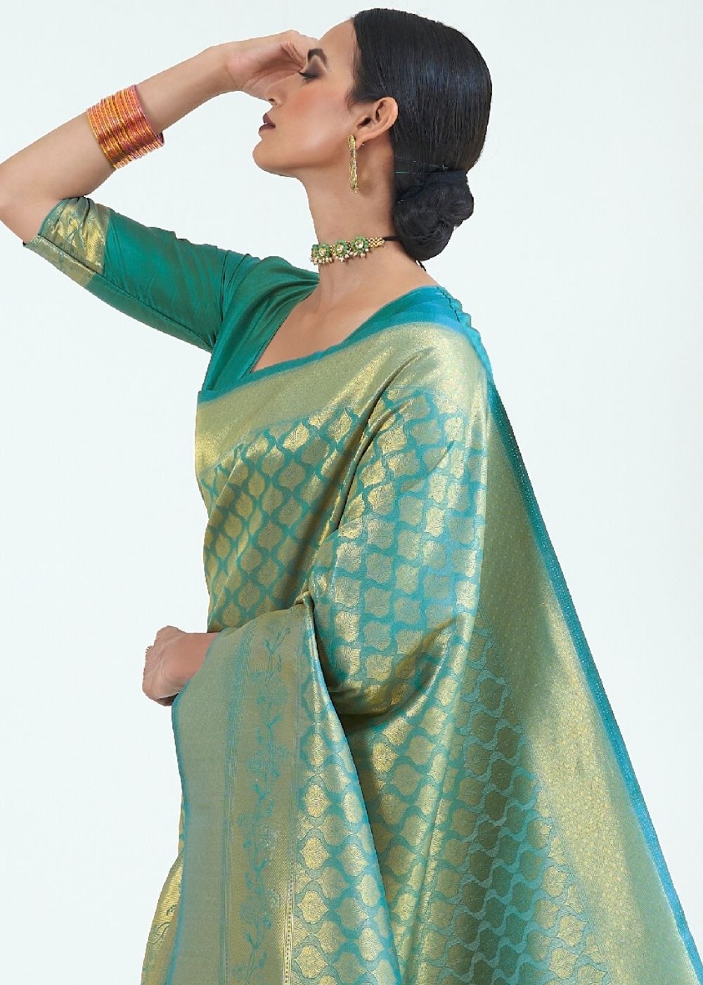 Persian Green Woven Kanjivaram Silk Saree : Limited Edition - Colorful Saree