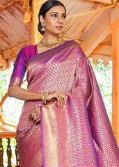 Fandango Purple Woven Kanjivaram Saree:Limited Edition - Colorful Saree