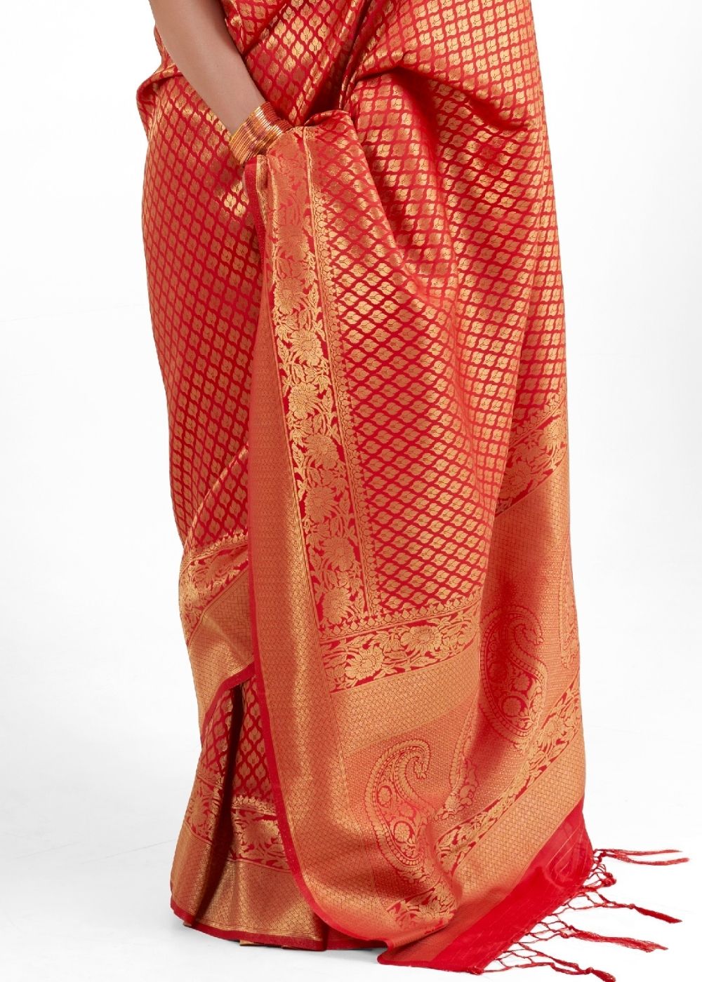 Crimson Red Kanjivaram Soft Woven Silk Saree - Colorful Saree