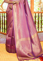 Fandango Purple Woven Kanjivaram Saree:Limited Edition - Colorful Saree