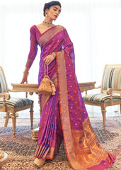 Violet Ultra Soft Kanjivaram Silk Saree with Zari Border and Pallu - Colorful Saree