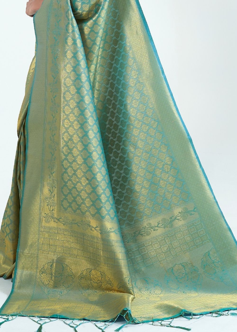 Persian Green Woven Kanjivaram Silk Saree : Limited Edition - Colorful Saree