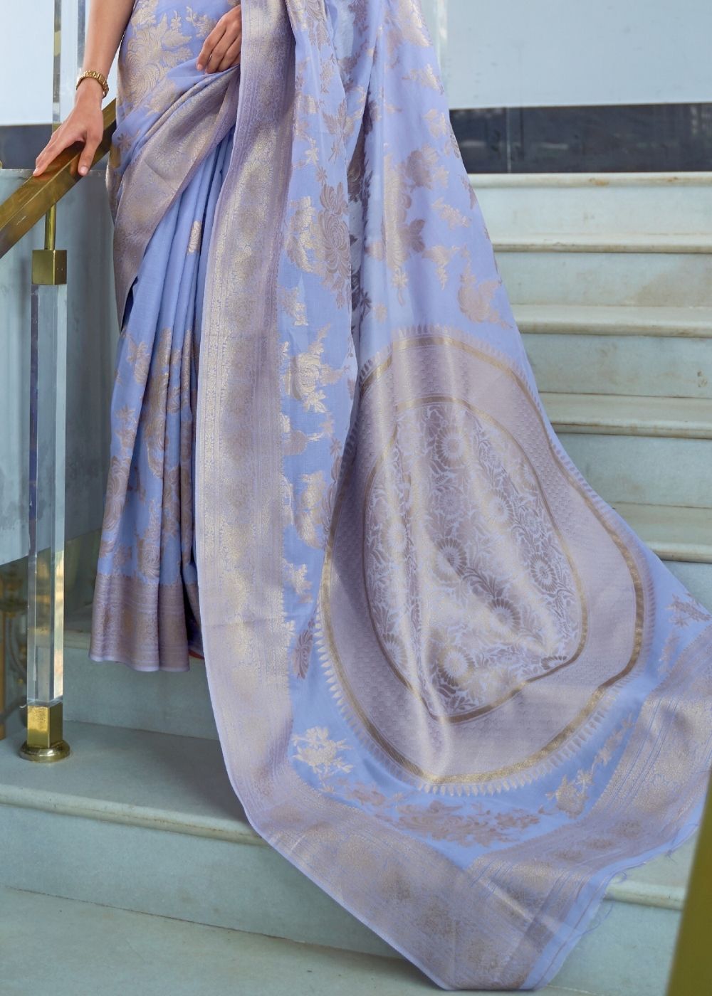 Heather Purple Zari Woven Designer Silk Saree - Colorful Saree