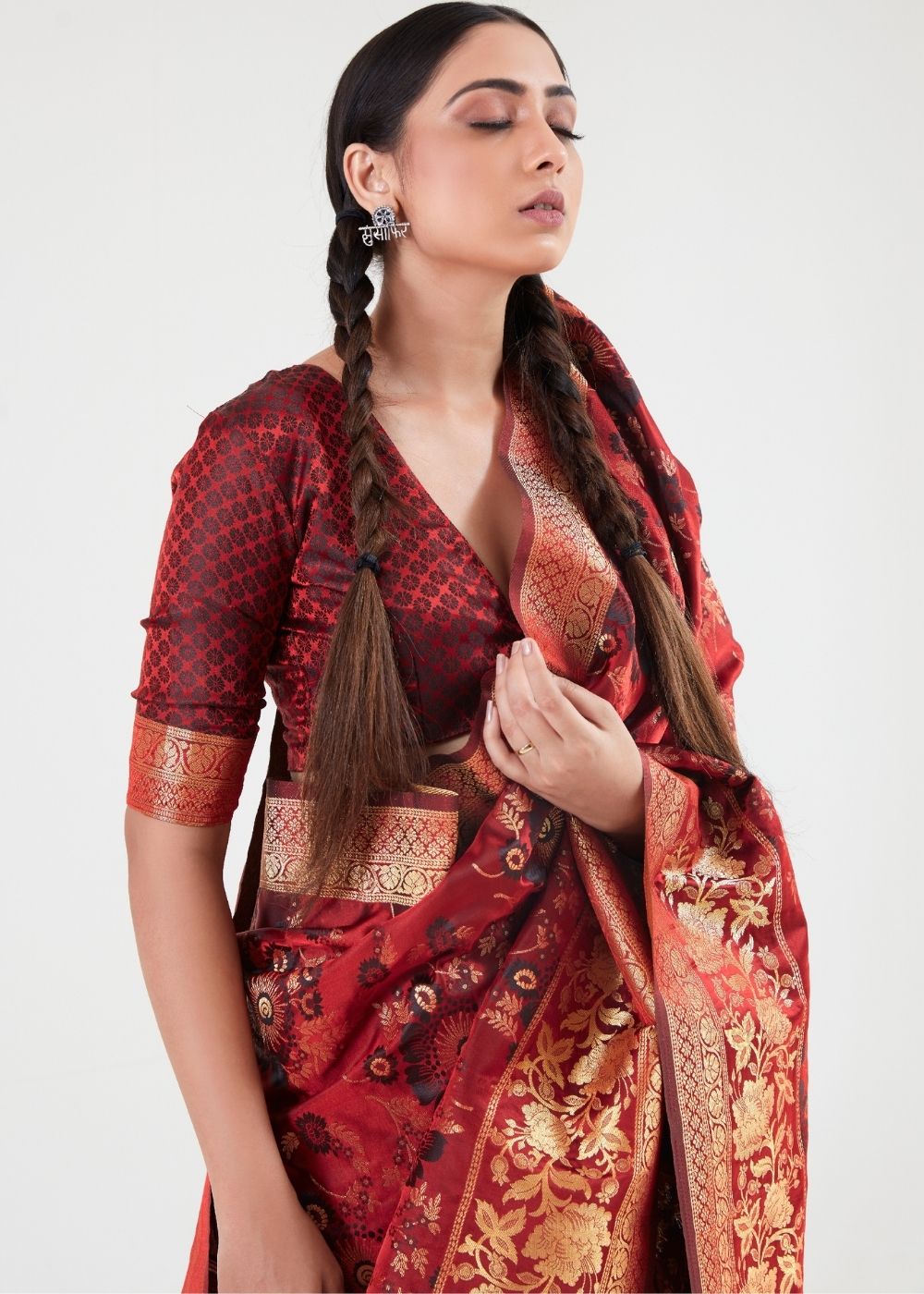 Maroon Red Zari Woven Banarasi Silk Saree - Colorful Saree