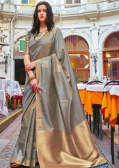 Opulent Gray Designer Wear Woven Banarasi Silk Saree - Colorful Saree