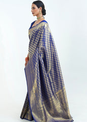 Denim Blue Woven Kanjivaram Silk Saree : Limited Edition - Colorful Saree