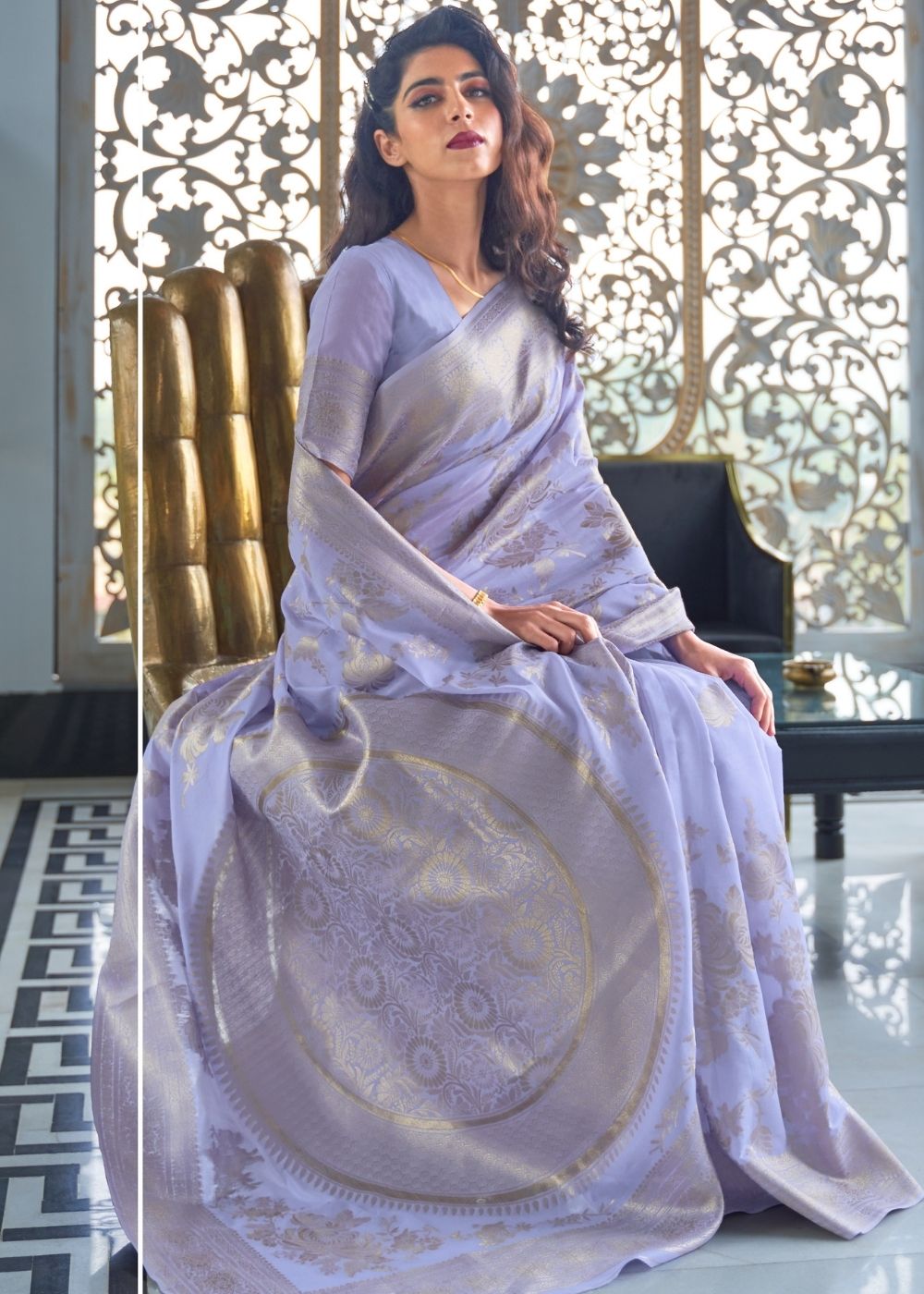 Heather Purple Zari Woven Designer Silk Saree - Colorful Saree