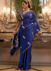 Midnight Blue Designer Satin Silk Saree - Colorful Saree