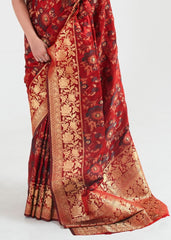 Maroon Red Zari Woven Banarasi Silk Saree - Colorful Saree