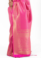 Hot Pink Kanjivaram Soft Woven Silk Saree - Colorful Saree