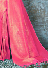 Hot Pink Handloom Weave Kanjivaram Silk Saree: Special Wedding Edition - Colorful Saree