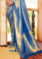 Sapphire Blue Woven Kanjivaram Saree:Limited Edition - Colorful Saree