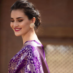 Snappy Purple Soft Banarasi Silk Saree With Supernal Blouse Piece - Colorful Saree