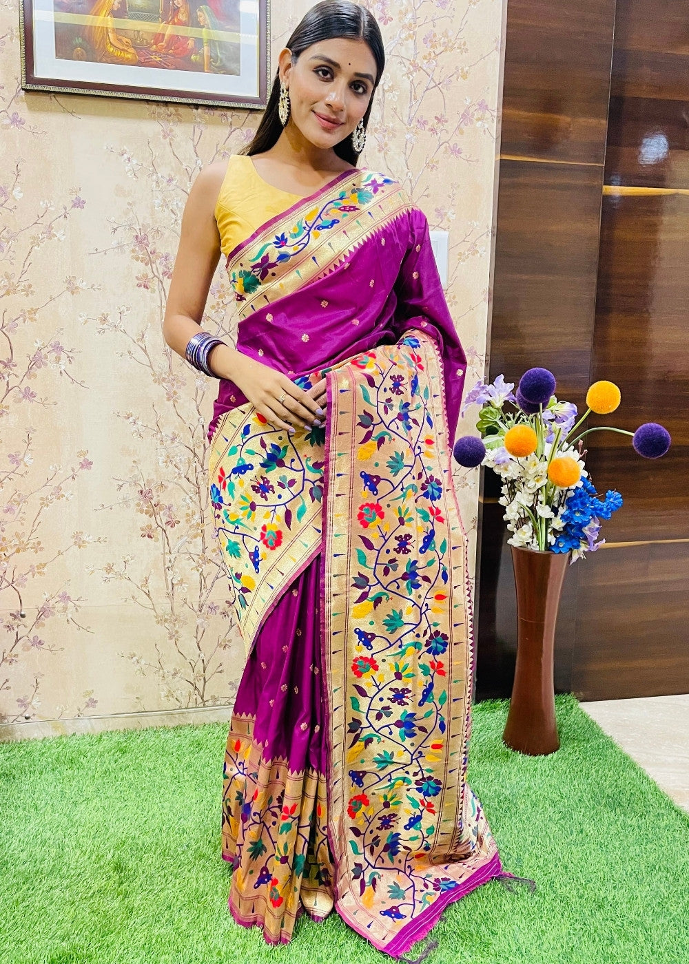 Magenta Purple Zari Woven Paithani Silk Saree - Colorful Saree