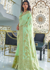 Mint Green Zari Woven Designer Silk Saree - Colorful Saree