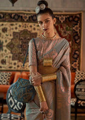 Seal Grey Copper Zari Handloom Weaving Silk Saree - Colorful Saree