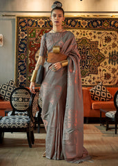 Seal Grey Copper Zari Handloom Weaving Silk Saree - Colorful Saree