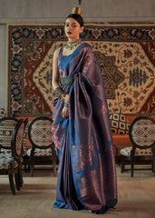 Royal Blue Copper Zari Handloom Weaving Silk Saree - Colorful Saree