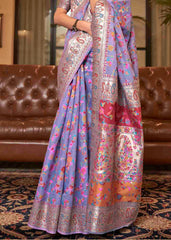 Electric Purple Banarasi Jamawar Woven Silk Saree - Colorful Saree