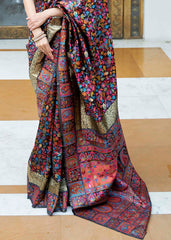 Onyx Black Banarasi Jamawar Woven Silk Saree - Colorful Saree