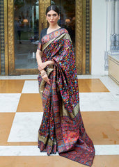 Onyx Black Banarasi Jamawar Woven Silk Saree - Colorful Saree