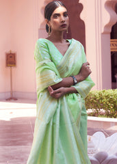 Chinoise Green Woven Linen Silk Saree - Colorful Saree