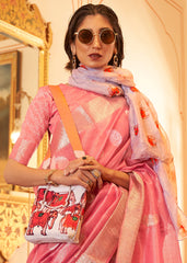 Rouge Pink Zari Woven Soft Tissue Silk Saree - Colorful Saree