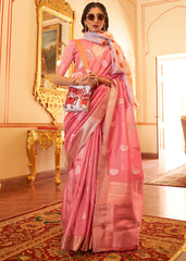 Rouge Pink Zari Woven Soft Tissue Silk Saree - Colorful Saree