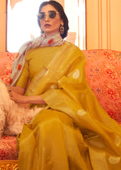 Mustard Yellow Zari Woven Soft Tissue Silk Saree - Colorful Saree