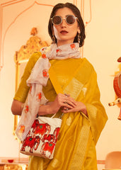 Mustard Yellow Zari Woven Soft Tissue Silk Saree - Colorful Saree