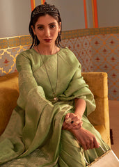 Pear Green Designer Satin Silk Saree - Colorful Saree