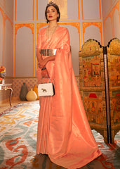 Coral Orange Designer Satin Silk Saree - Colorful Saree