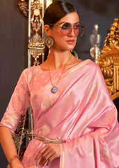 Carnation Pink Designer Satin Silk Saree - Colorful Saree