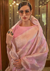 Vivid Pink Woven Banarasi Silk Saree with Sequins work - Colorful Saree