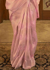 Vivid Pink Woven Banarasi Silk Saree with Sequins work - Colorful Saree