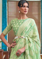 Pastel Green Chikankari Weaving Silk Saree - Colorful Saree