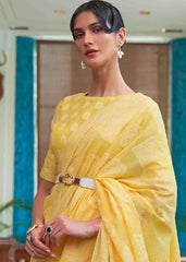 Butter Yellow Chikankari Weaving Silk Saree - Colorful Saree