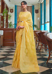 Butter Yellow Chikankari Weaving Silk Saree - Colorful Saree