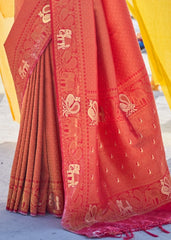 Salamander Orange Soft Silk Woven Kanjivaram Saree : Special Edition - Colorful Saree