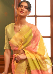 Green Multicolour Woven Organza Silk Saree - Colorful Saree