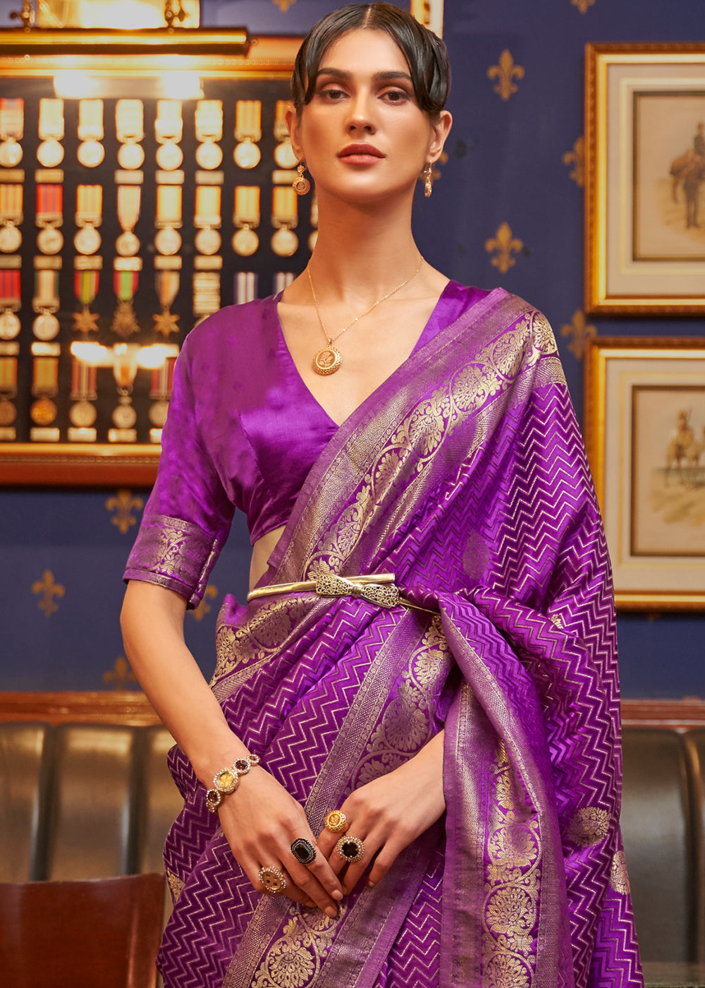 Lollipop Purple Designer Satin Silk Saree - Colorful Saree