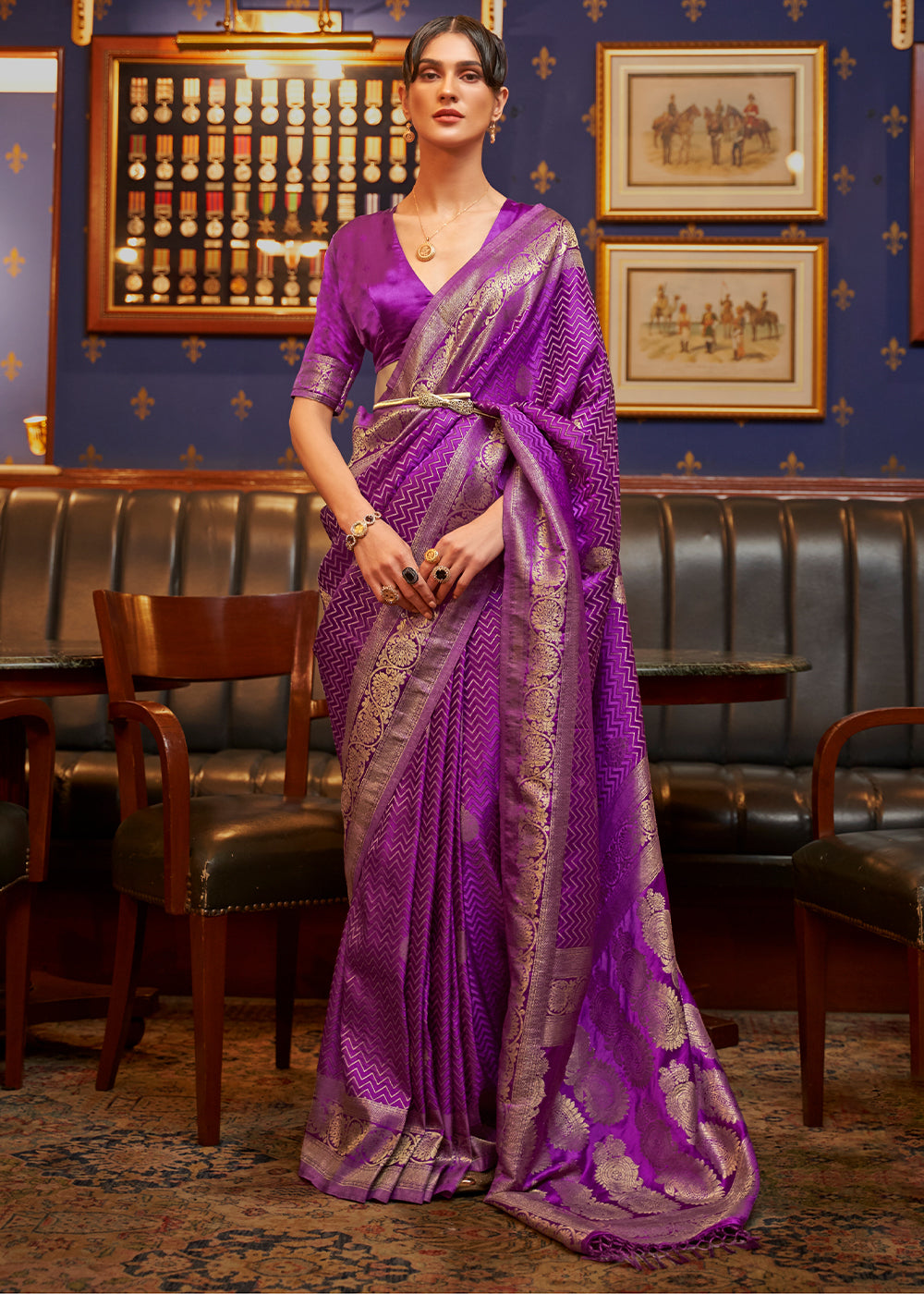 Lollipop Purple Designer Satin Silk Saree - Colorful Saree