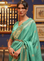 Caribbean Green Designer Satin Silk Saree - Colorful Saree