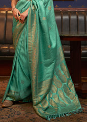 Caribbean Green Designer Satin Silk Saree - Colorful Saree